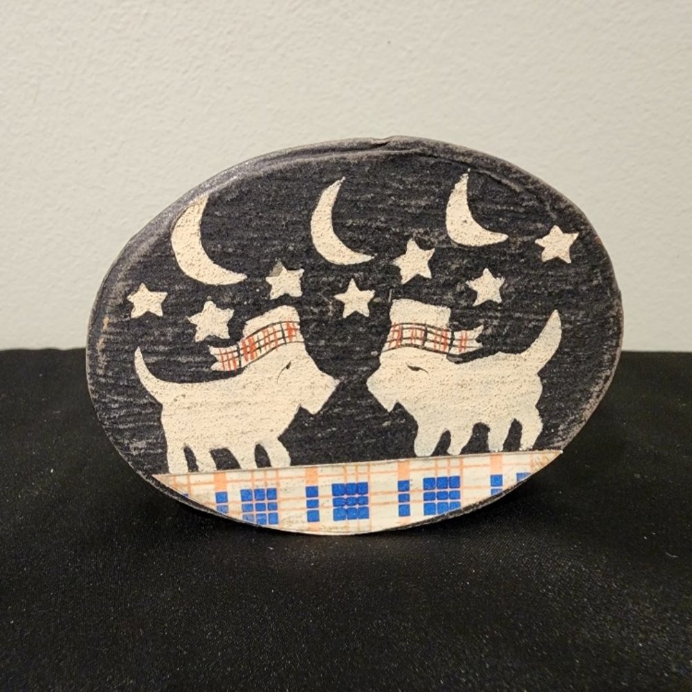 Vintage Wooden Trinket Box with Dog Motif